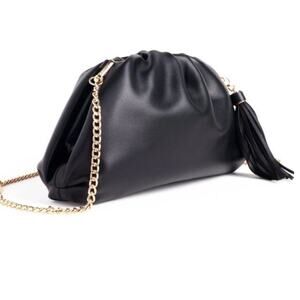 Understated Leather Black Crescent Vegan Leather Crossbody